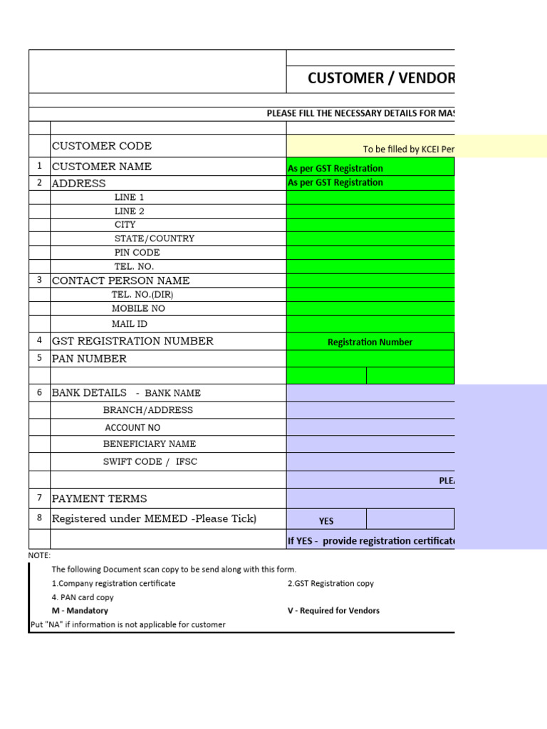 SAP Customer Vendor Master Form | PDF | Cheque | Payments
