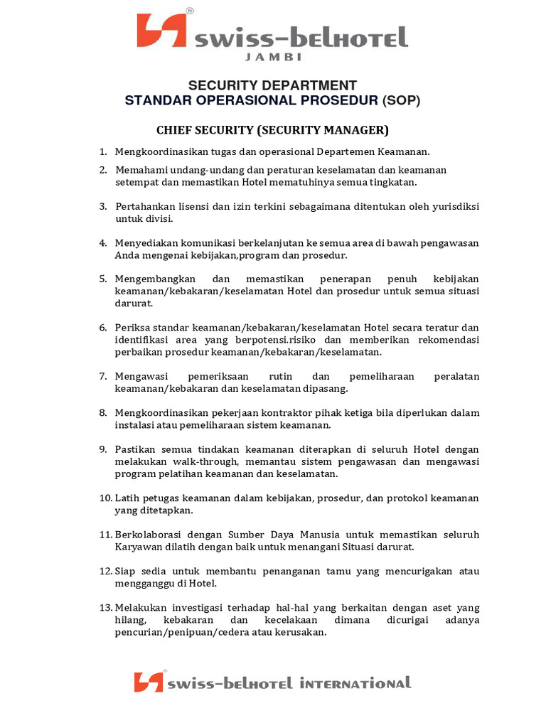 Sop Security Department Final | PDF | Bisnis | Komputer