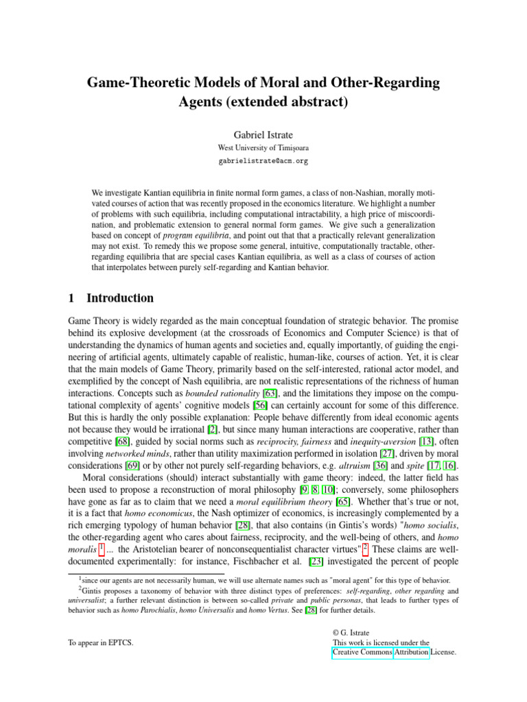 Game Theory and Moral Agents Analysis | PDF | Game Theory | Rationality