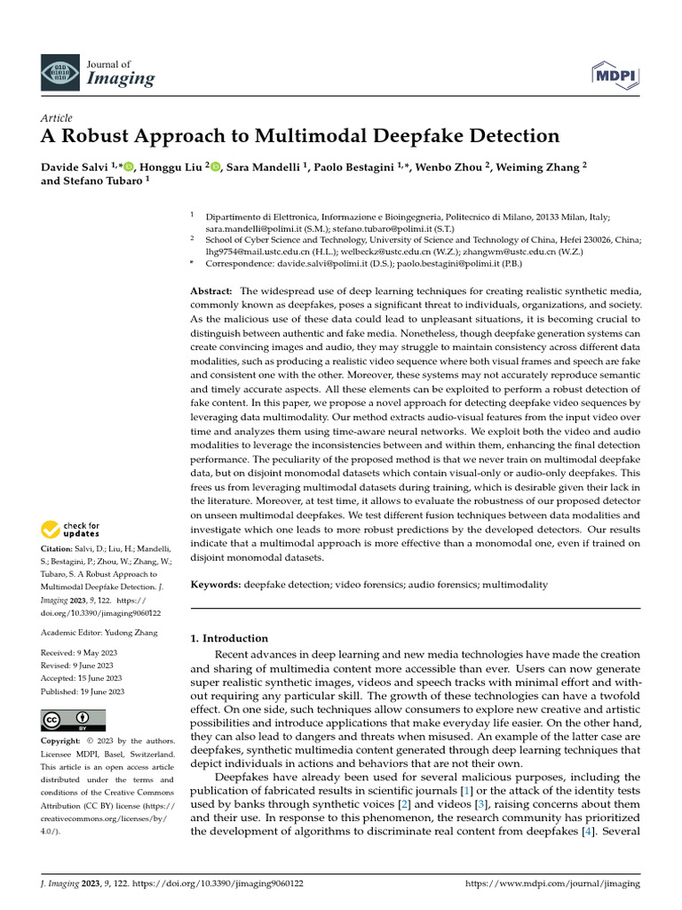 A Robust Approach To Multimodal Deepfake Detection | PDF | Deep ...