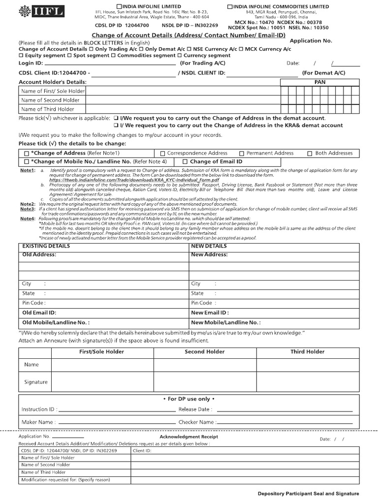 Change account details pdf