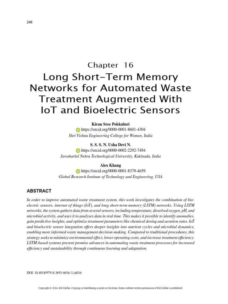 Long Short Term Memory Networks For Automated Waste Treatment Augmented ...