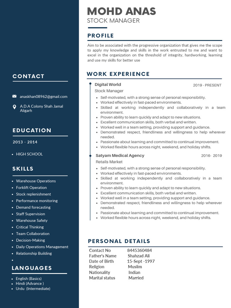 Blue Simple Professional CV Resume | PDF