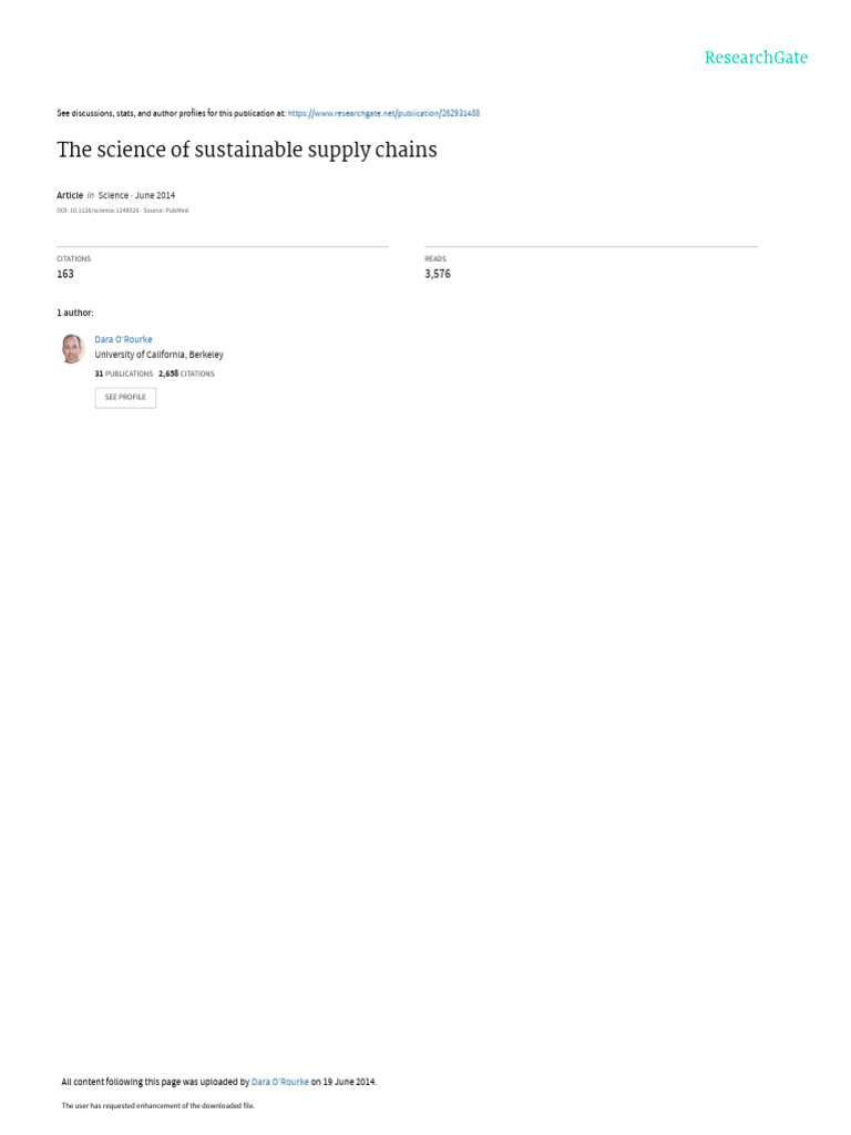 Science of Sustainable Supply Chains | PDF | Supply Chain | Life Cycle ...