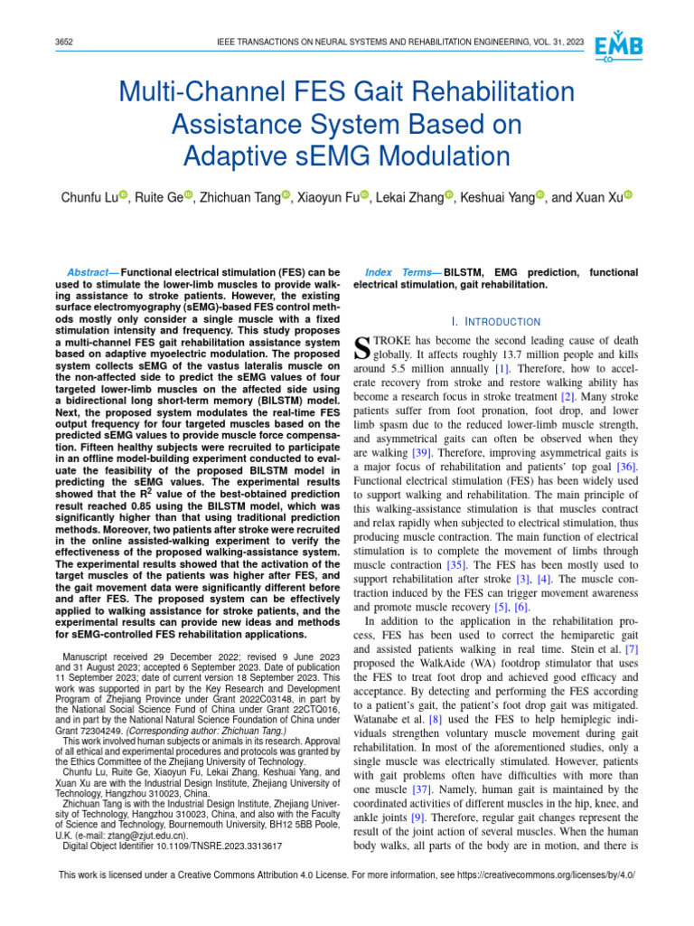 5.multichannel FES Based On EMG 2023 | PDF | Electromyography | Power ...