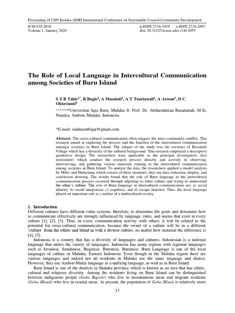 Buru Language's Role in Intercultural Communication | PDF | Cross ...