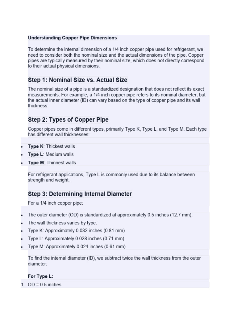 1/4 Inch Copper Pipe Dimensions | PDF