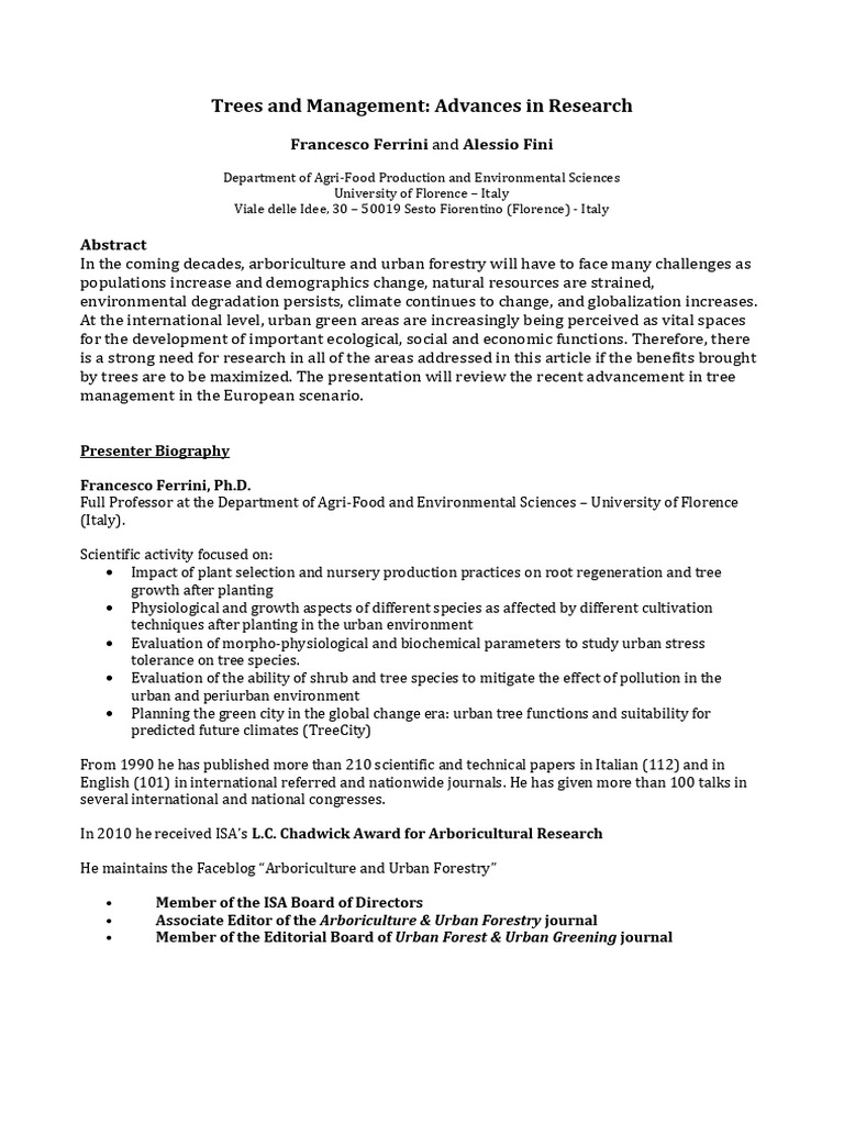 Urban Tree Management Research Advances | PDF | Sustainability | Mulch