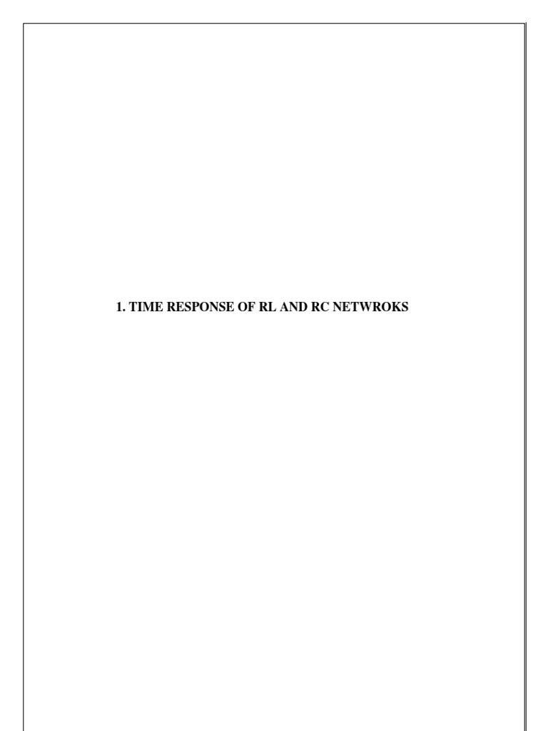 Time Response of RL and RC Circuits | PDF | Electrical Network | Direct ...