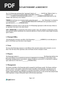 50 50 Partnership Agreement Template