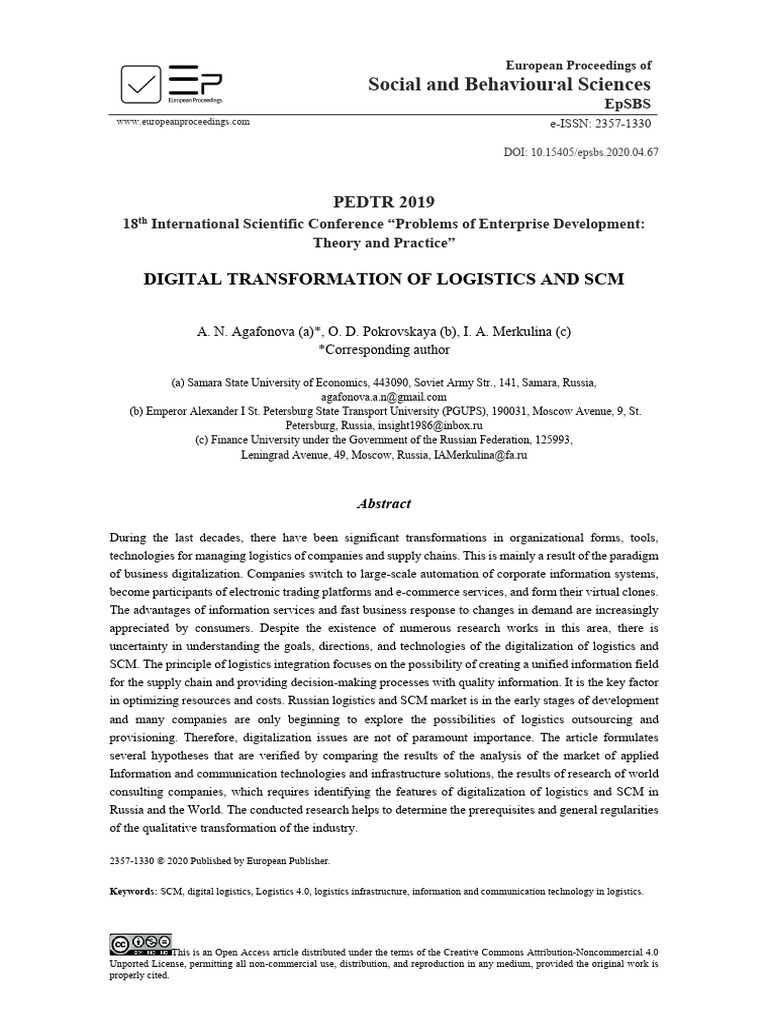 Digital Transformation in Logistics SCM | PDF | Supply Chain Management ...