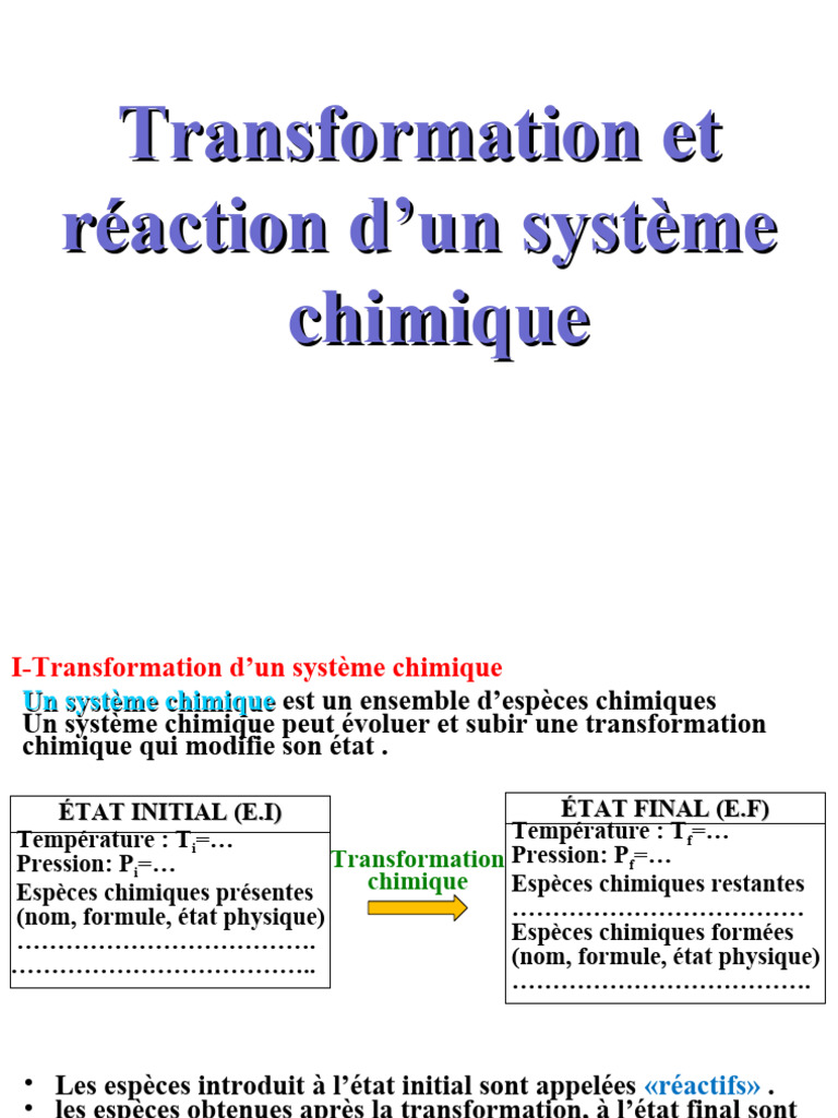 9-Les Réactions Chimiques | PDF | Stœchiométrie | Chimie
