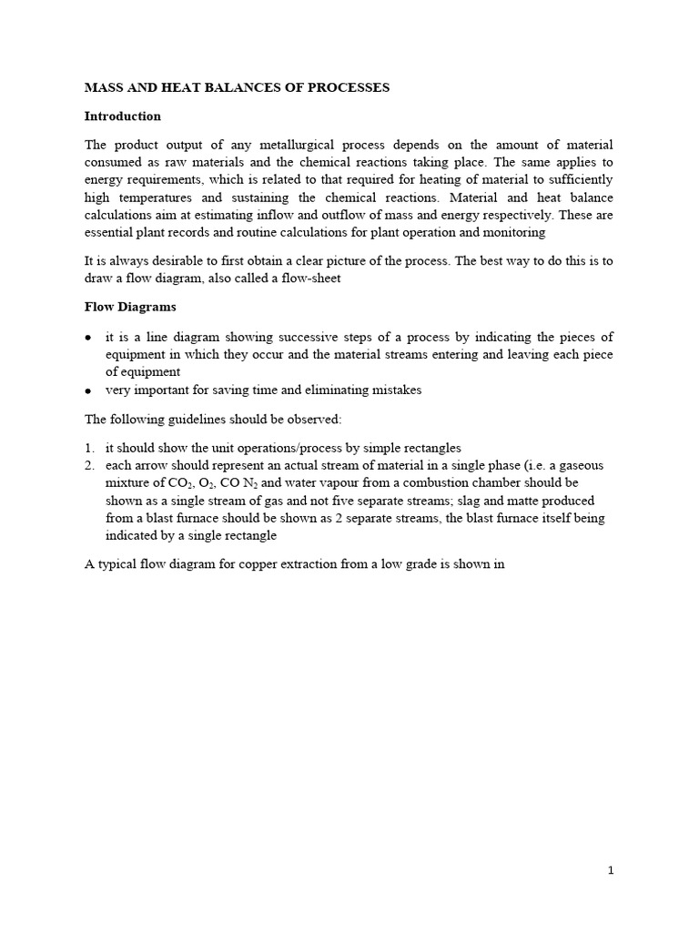Mass And Heat Balances Of Processes Pdf Iron Heat