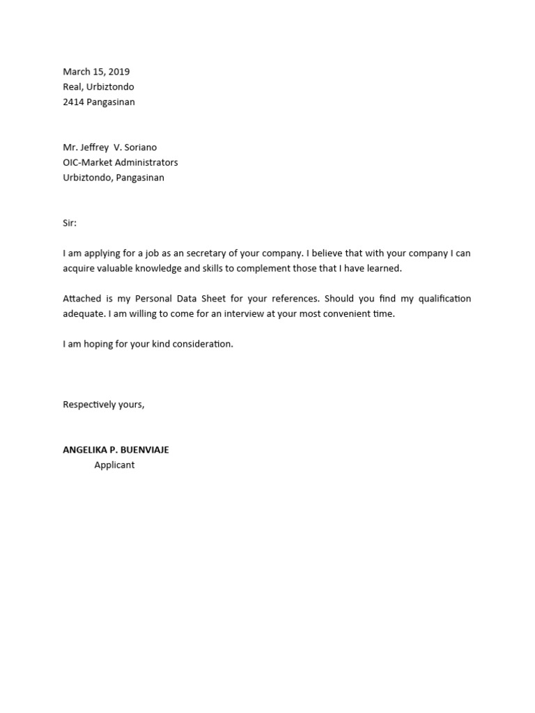 10-A Application Letter | PDF | Business