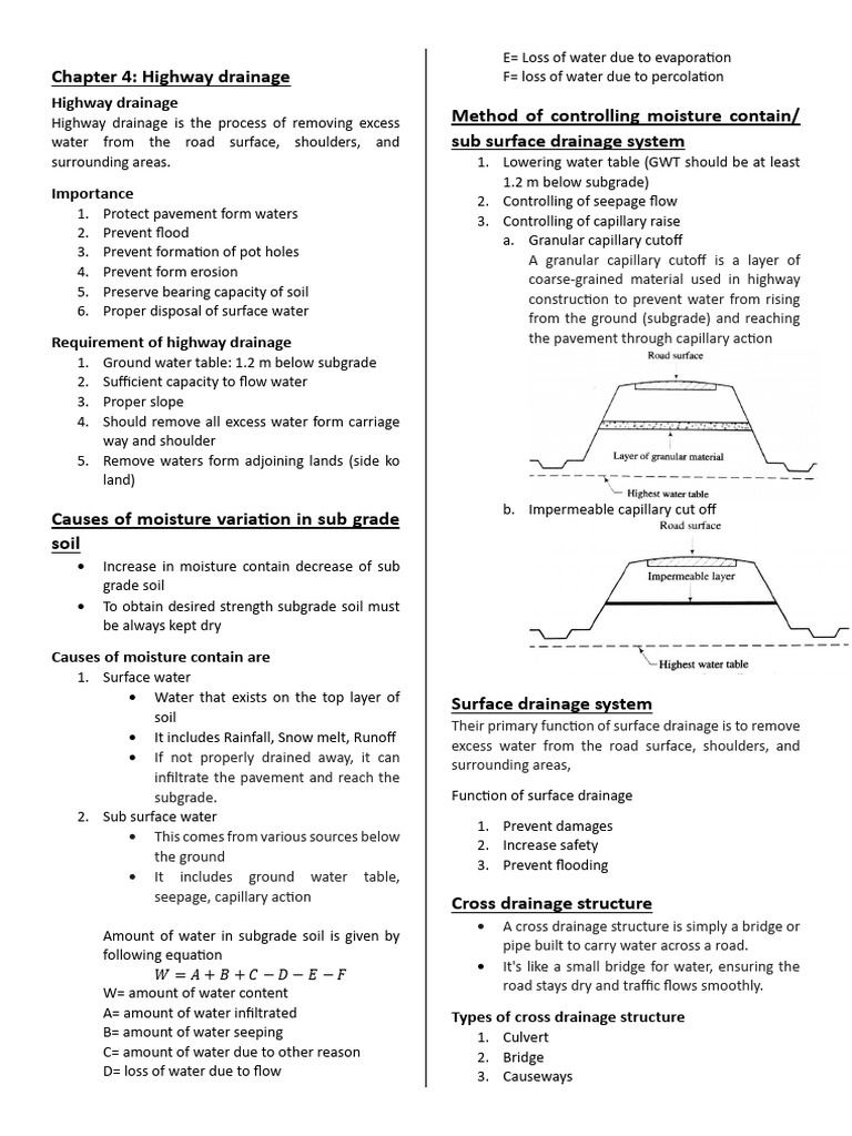 Transportation Notes | PDF | Road | Drainage