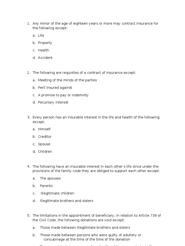 Insurance Exam | Insurance | Virtue