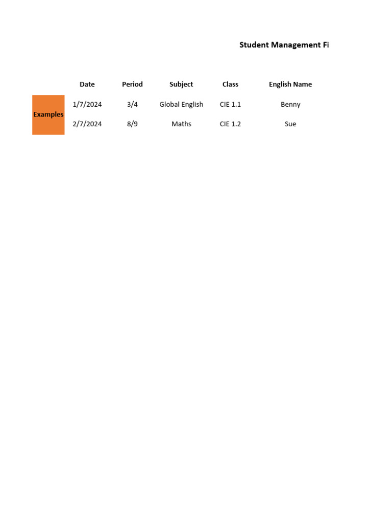 Grade 1 Student Management File | PDF