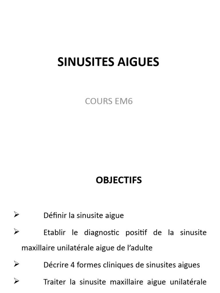 Sinusite Aiguë Diagnostic et Traitement PDF Épidémiologie — free download