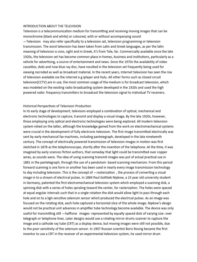 Television Production Techniques Pdf Television Screenplay