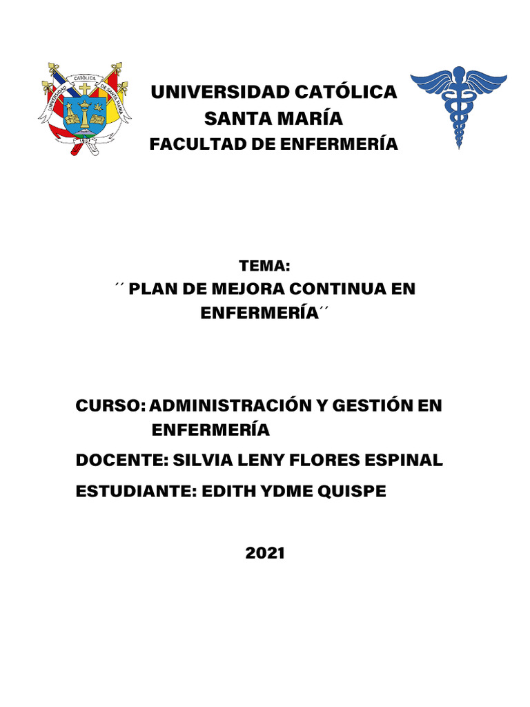 Plan de Mejora Continua en Enfermería | PDF | Calidad (comercial ...