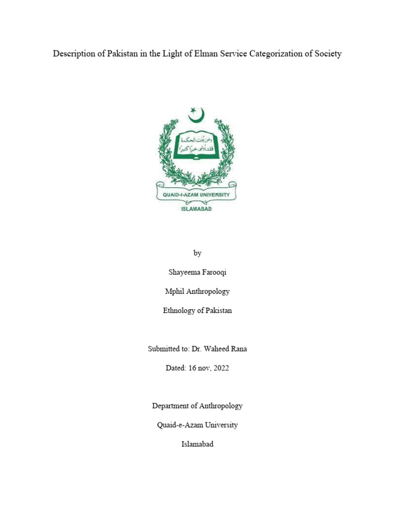 Pakistan's Society: Analyzing Elman Service's Model | PDF | Society ...