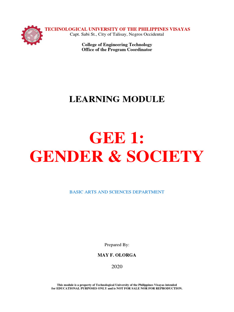 Gender and Society Learning Module | PDF | Gender | Gender Studies