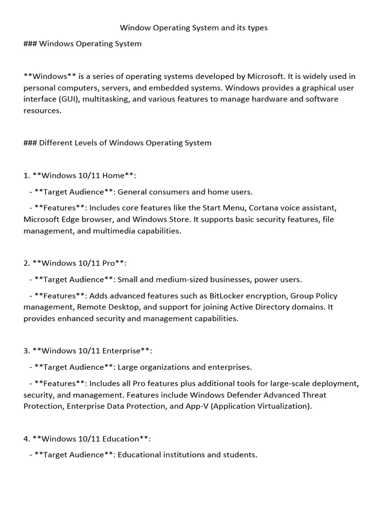 Window operating system and its types pdf microsoft windows