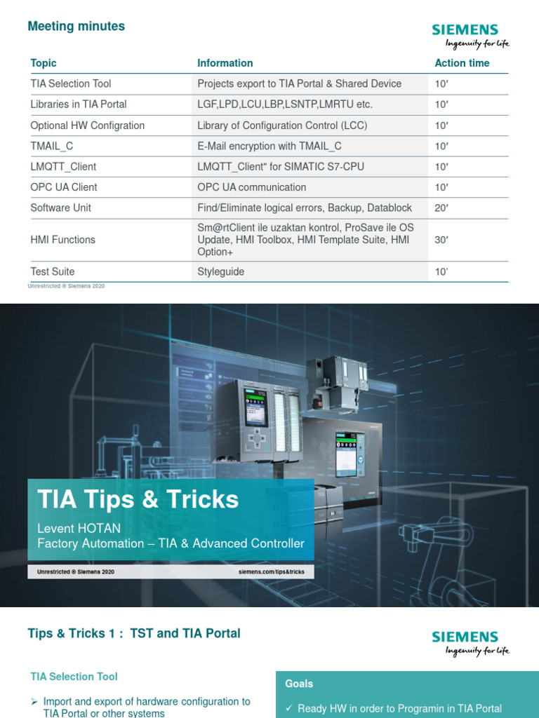 TIA Portal Tips & Tricks Webinar V1.1 | PDF | Computing | Computer ...