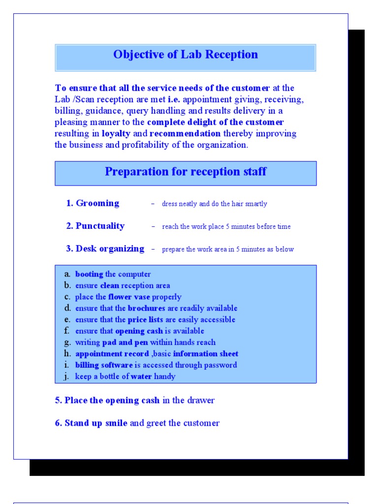 Lab Reception Best Practices Guide | PDF