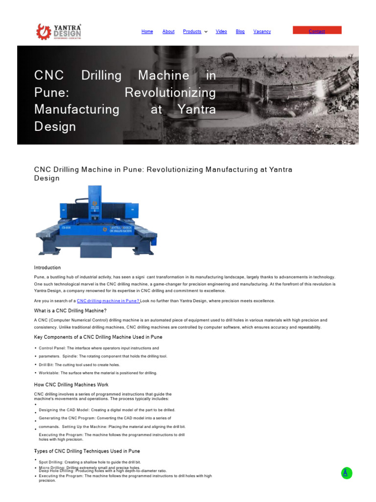 CNC Drilling Machines Pune: Yantra Design | PDF | Numerical Control ...
