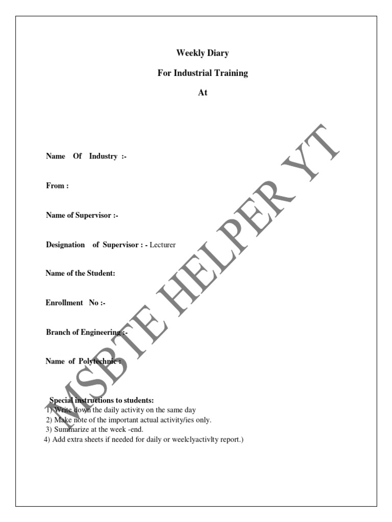 Weekly diary 4th week pdf quality assurance water