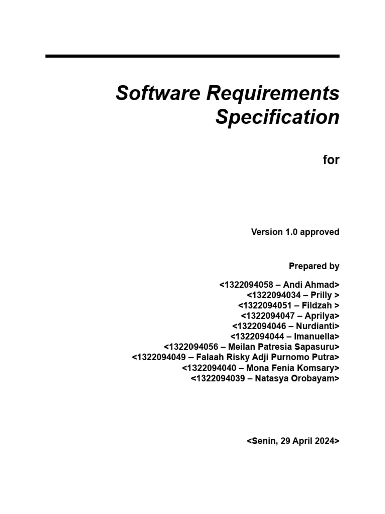Spesifikasi Kebutuhan Software Rumah Pohon | PDF