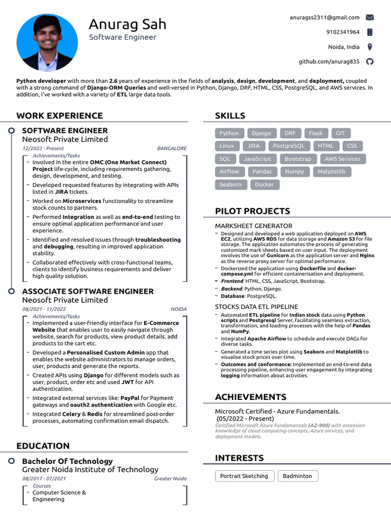 Python Developer with 2.6 Years Experience | PDF | Amazon Web Services ...