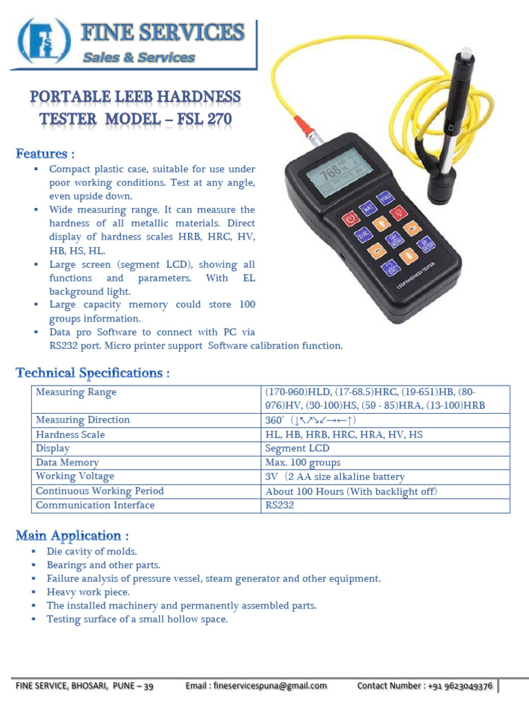 Portable Leeb Hardness Tester Overview | PDF | Hardness | Tungsten