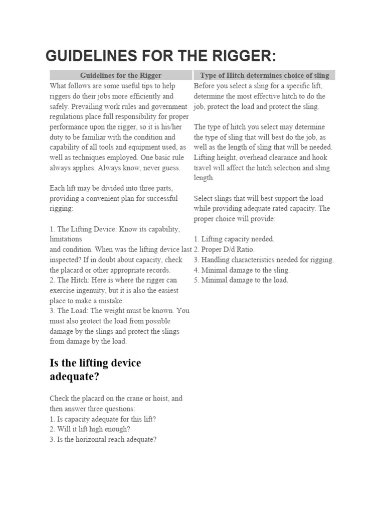 Rigger's Safety and Efficiency Guidelines | PDF | Crane (Machine)