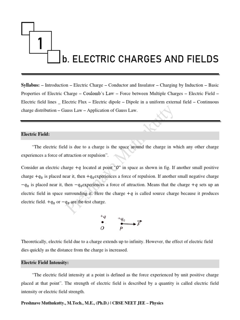 Jee physics charge | PDF | Electric Field | Flux