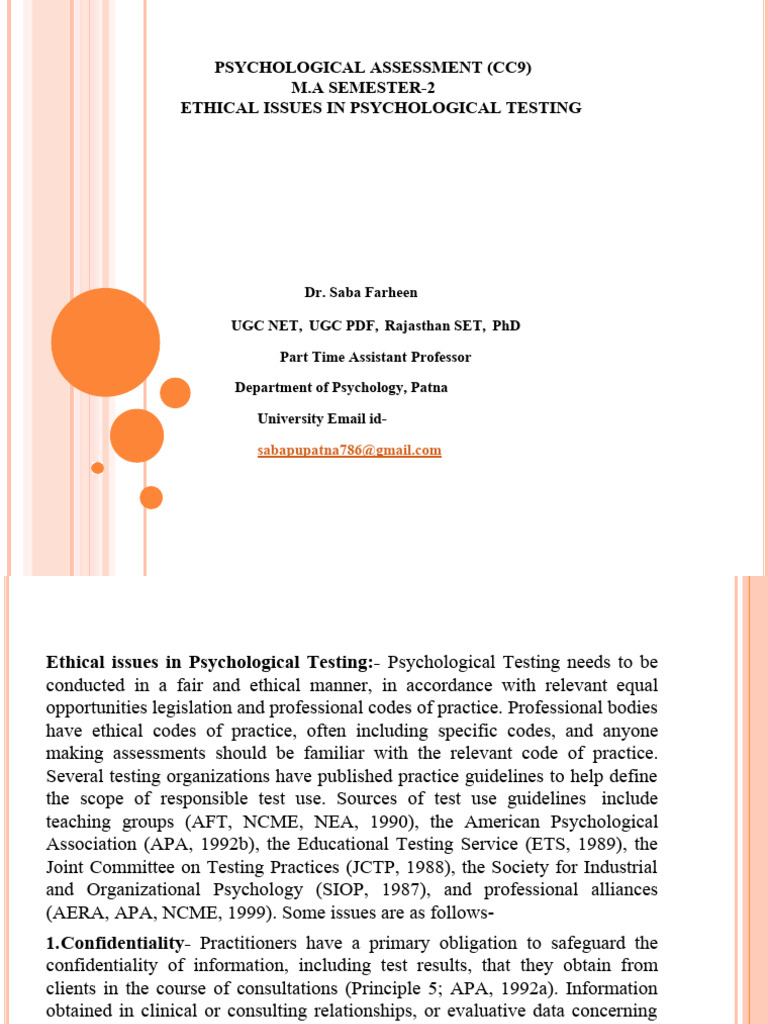 Issues in Psychological Testing | PDF | Psychology | American ...