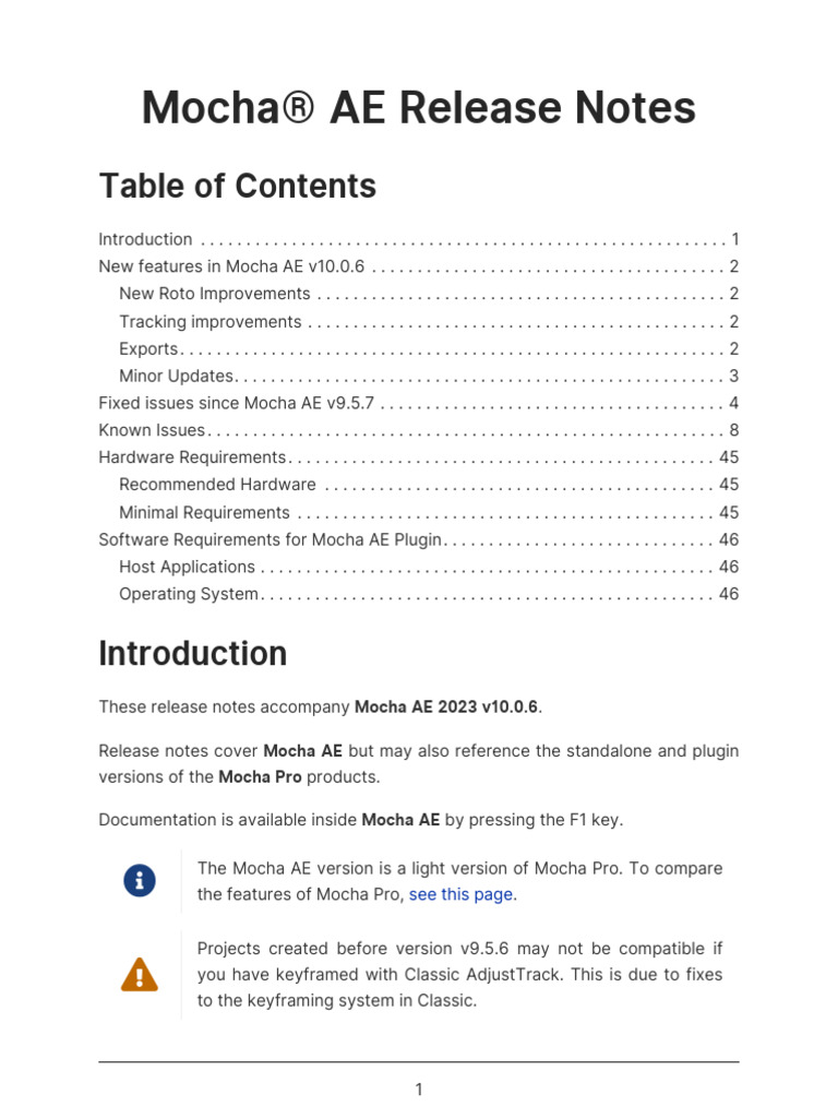 Mocha AE Release Notes | PDF | Windows Registry | Graphics Processing Unit