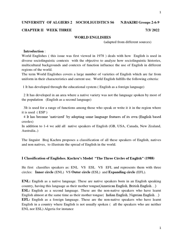Understanding World Englishes Variations | PDF | English Language ...