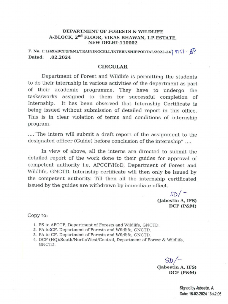 Circular For Interns | PDF