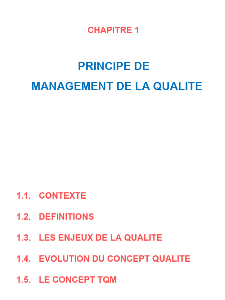 Management de la Qualité et TQM | PDF | Management de la qualité | Business