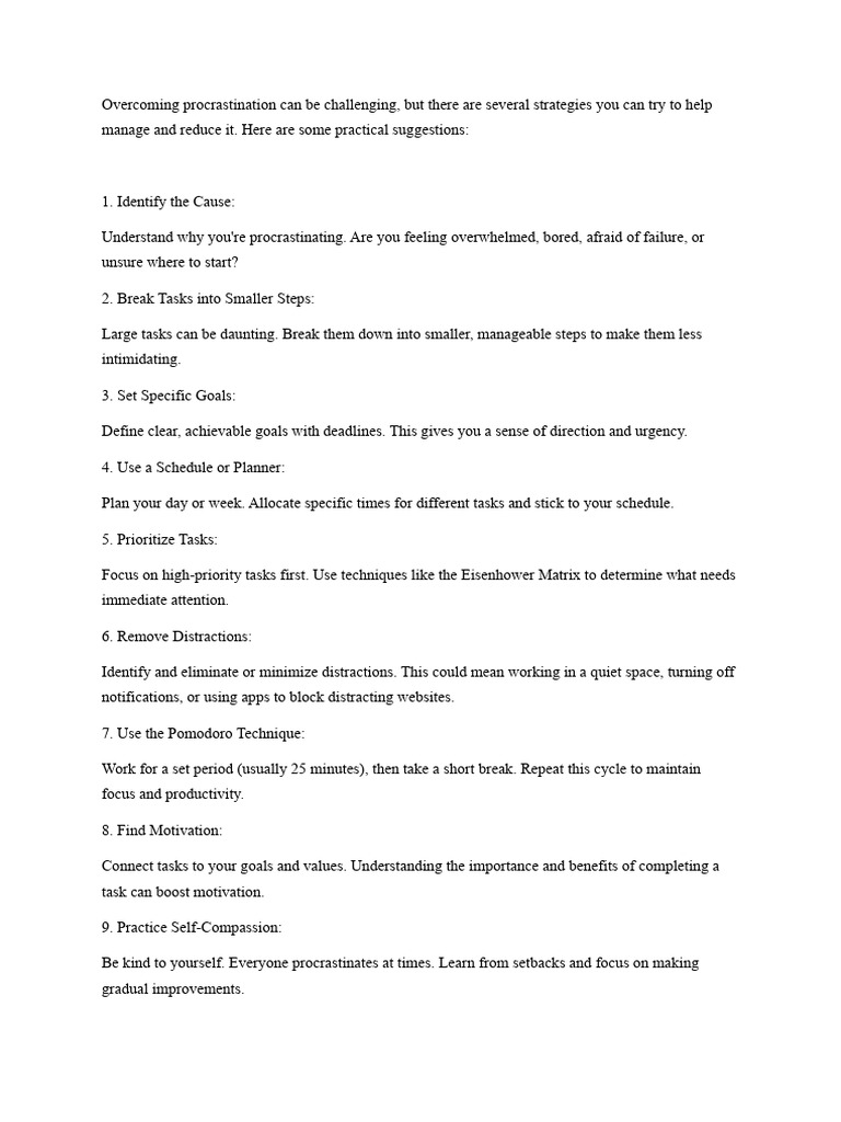 Strategies to Overcome Procrastination | PDF | Professional Skills ...