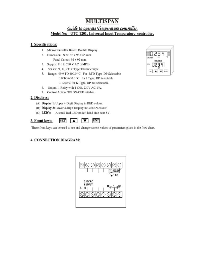 UTC-1201 Temperature Controller Guide | PDF | Electrical Engineering ...