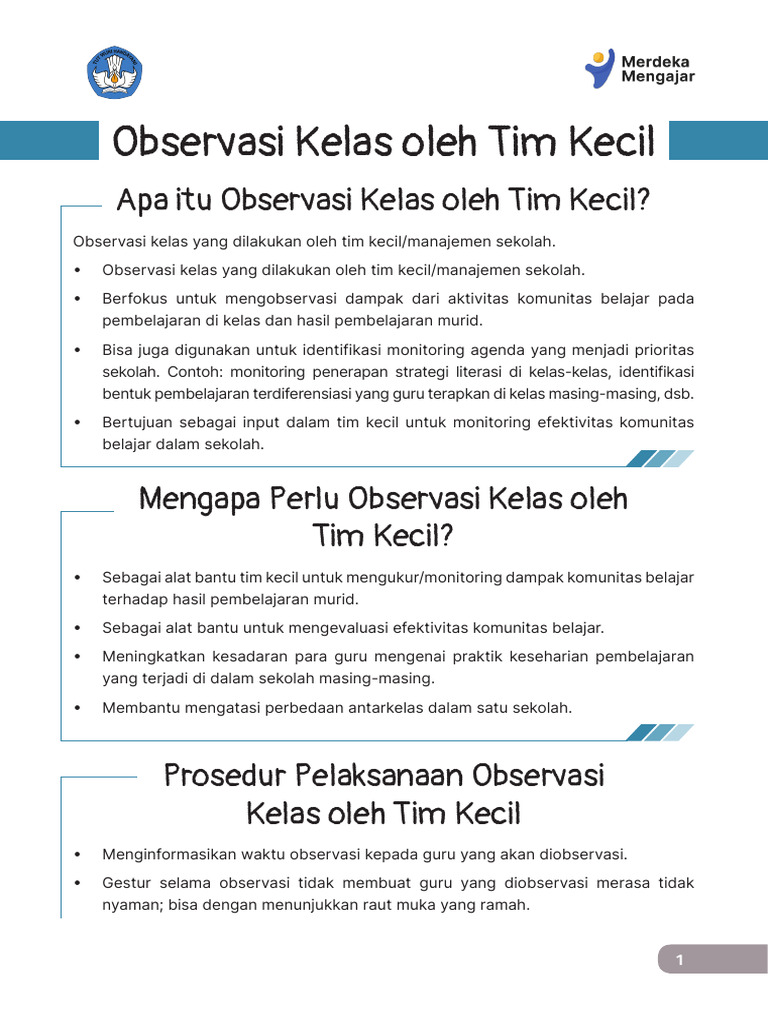 Panduan Observasi Kelas Pdf