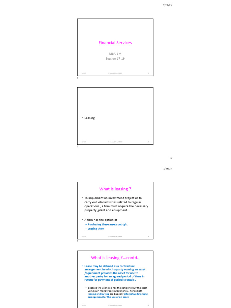 Understanding Leasing in Financial Services | PDF | Lease | Balance Sheet