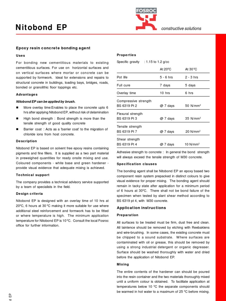 Nitobond EP Epoxy resin concrete bonding agent