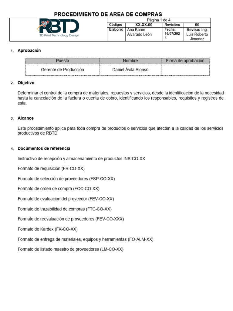 Procedimiento de Compras Efectivo | PDF | Sistema de manejo de calidad