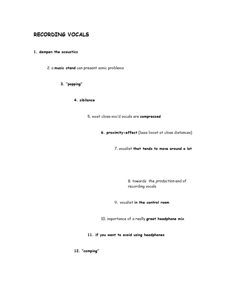 Voice Recording Pdf Microphone Singing