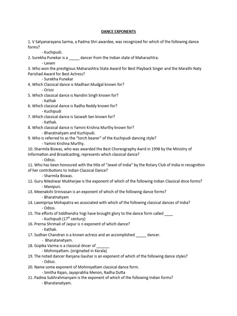 Dance Exponents Pdf Performing Arts Dances