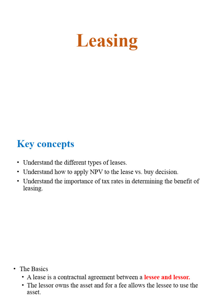 Leasing | PDF | Lease | Equity (Finance)